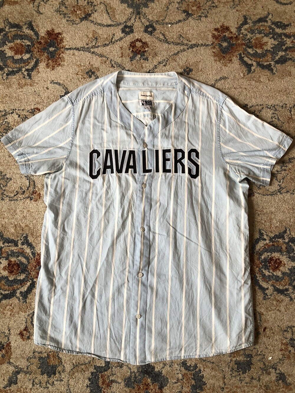 Cleveland Cavaliers Frank & Oak French Terry Shirt Mens XL Blue Button Down NBA